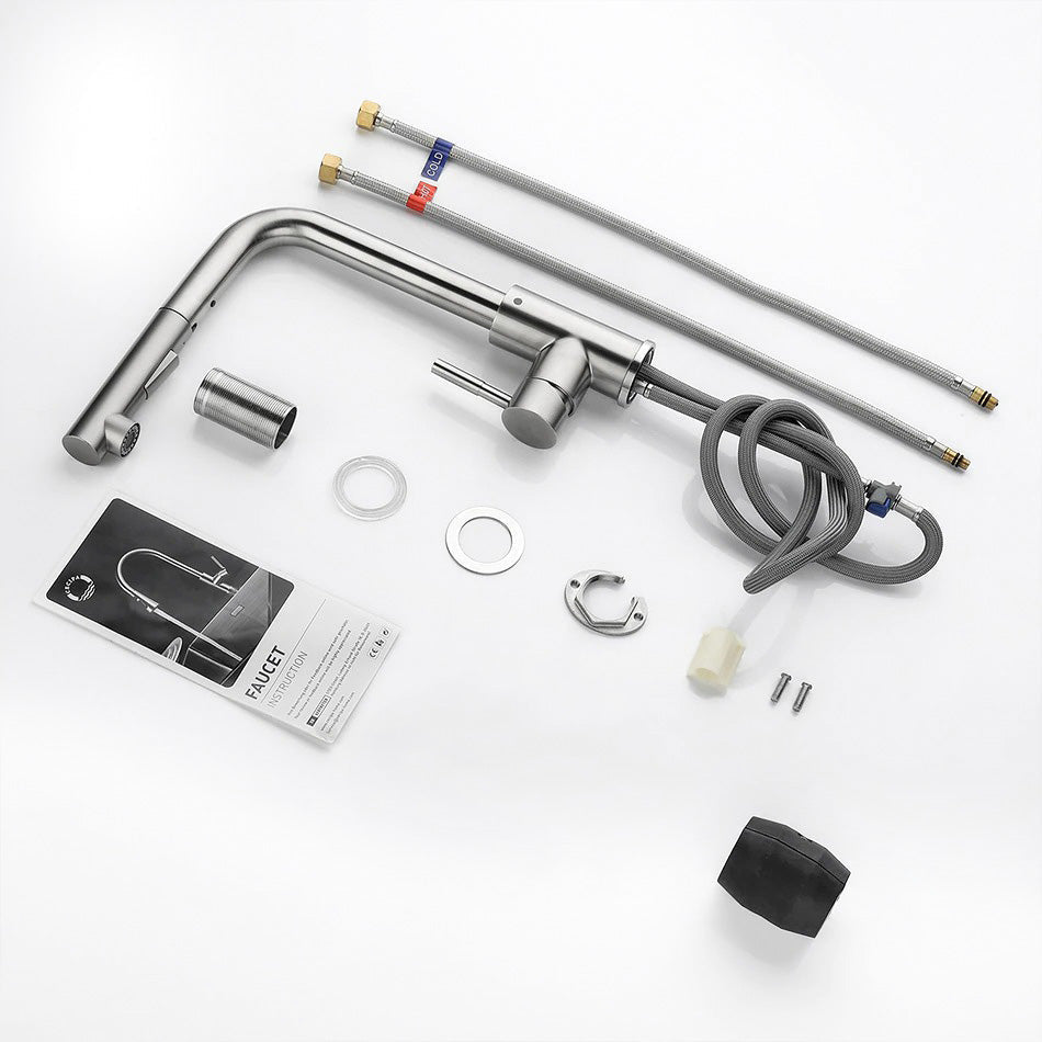 Modern Pull-Out Kitchen Faucet | Brushed Stainless Steel Design VexonGear