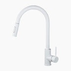 Modern Pull-Out Kitchen Faucet | White Gooseneck Design VexonGear