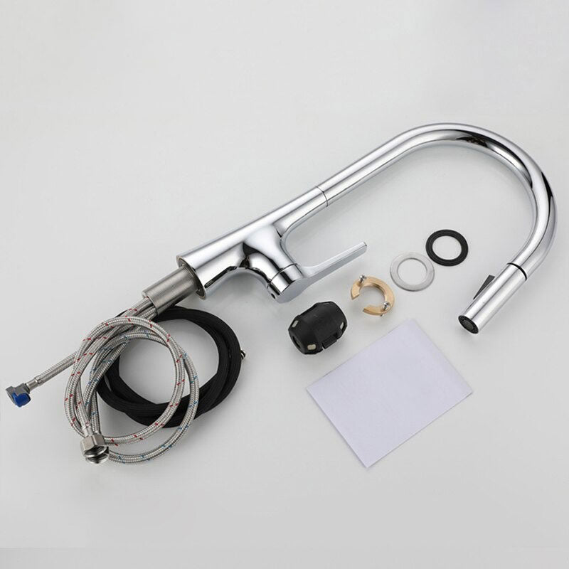 Pull-Down Kitchen Faucet | Chrome Gooseneck Design With Spray Head VexonGear