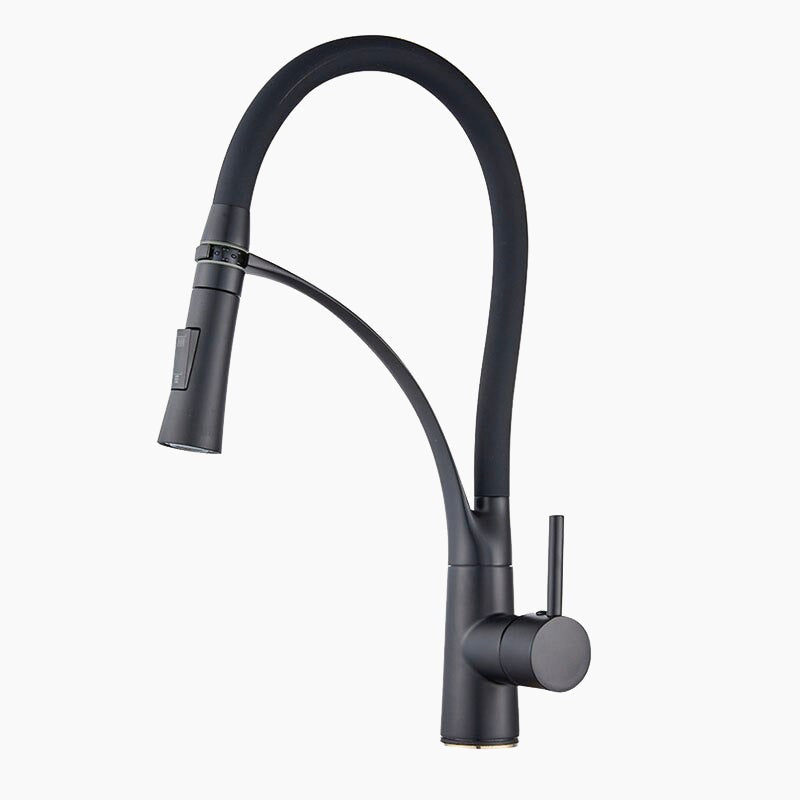 Modern Kitchen Faucet | Matte Black Gooseneck Pull Down Sprayer VexonGear