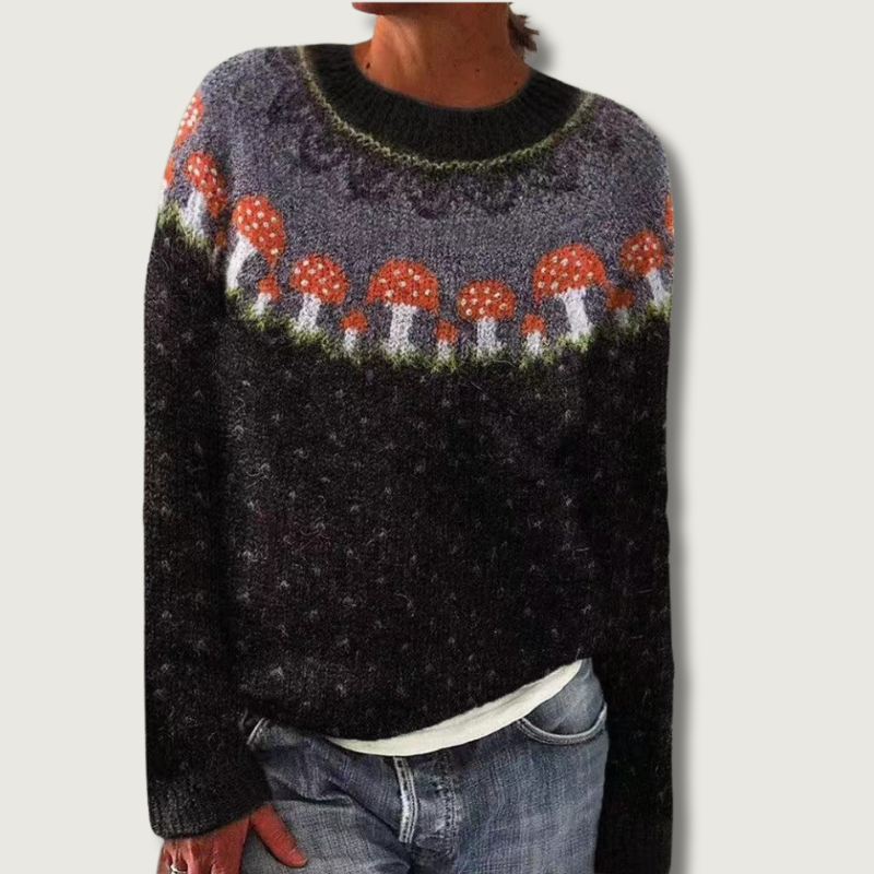 Nordic Mushroom Sweater | Wool Blend Fair Isle Pattern VexonGear