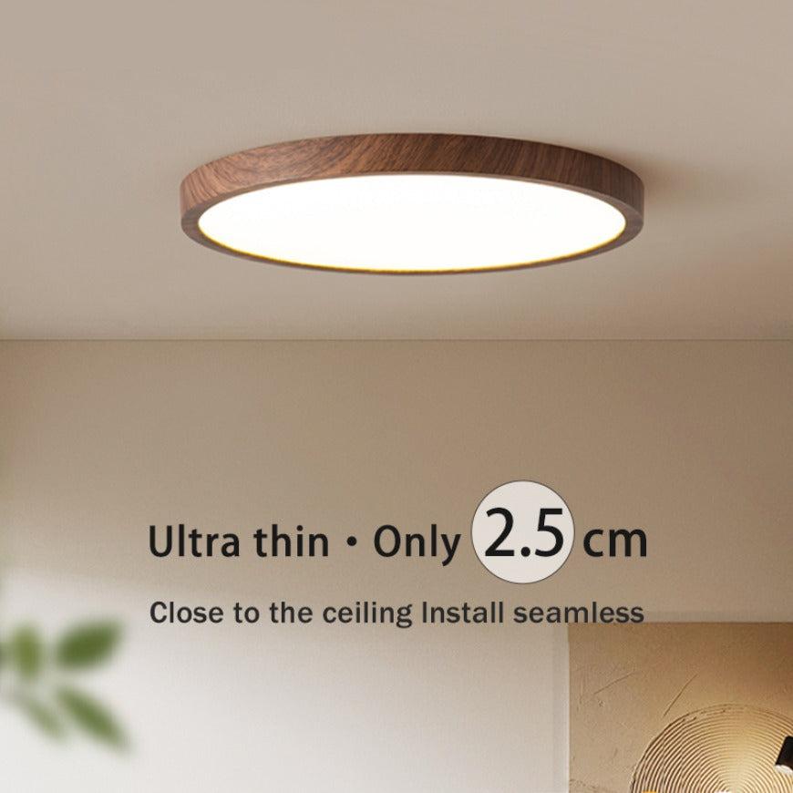 Vexon Ultrathin Walnut Circular Ceiling Light